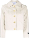 Patou Cropped Stitched Blazer With Long Sleeves In White