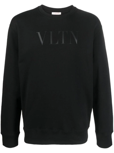 Valentino Vltn Logo Printed Crewneck Sweatshirt In Black