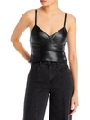 A.L.C GWENETH WOMENS FAUX LEATHER V NECK CROPPED