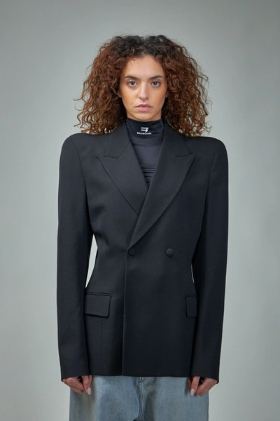 Balenciaga Women's Round Shoulder Waisted Blazer In Black