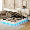 SIMPLIE FUN FULL SIZE UPHOLSTERED BED WITH HYDRAULIC STORAGE SYSTEM AND LED LIGHT