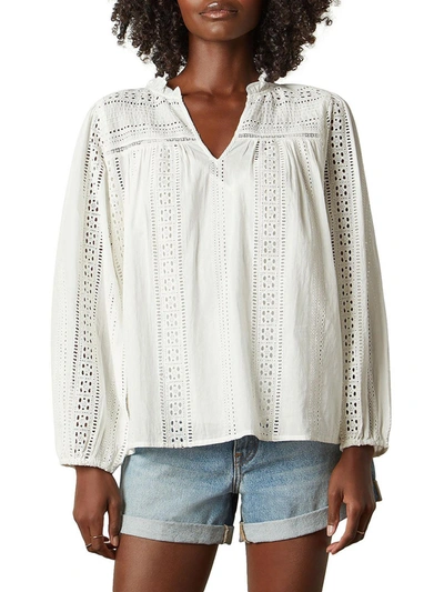 Velvet By Graham & Spencer Womens Cotton Eyelet Blouse In White