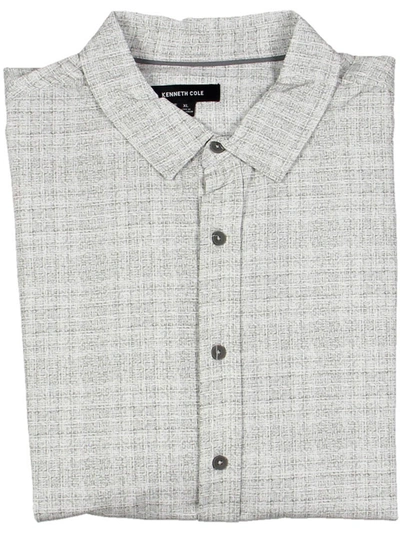 Kenneth Cole Mens Collared Lightweight Button-down Shirt In Grey