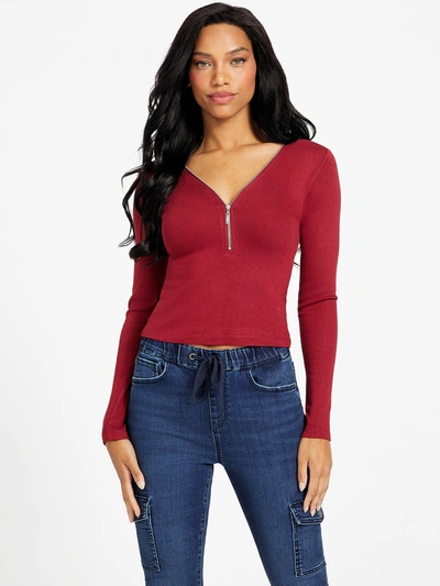 Guess Factory Travis Ribbed Top In Red