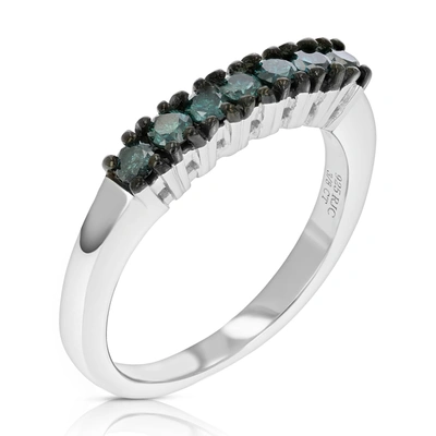 Vir Jewels 3/8 Cttw Blue Diamond Ring Wedding Band .925 Sterling Silver 7 Stones Round