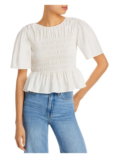 Rails Womens Pleated Smocked Blouse In White