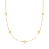 Ross-simons Italian 14kt Yellow Gold Station Bead And Paper Clip Link Necklace In Multi