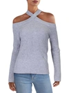 1.STATE WOMENS COLD SHOULDER RIBBED KNIT PULLOVER SWEATER