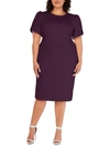 Calvin Klein Plus Size Puff-sleeve Sheath Dress In Purple