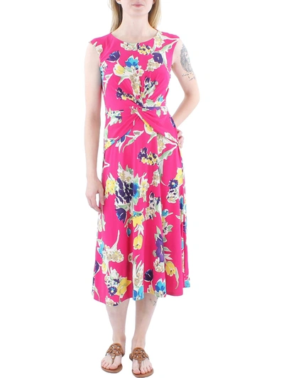 Lauren Ralph Lauren Womens Midi Summer Sheath Dress In Pink