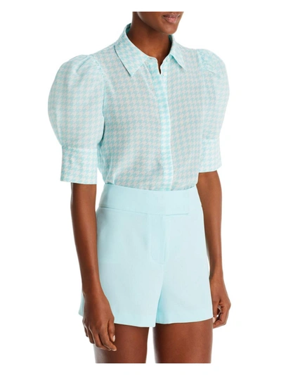 Alice And Olivia Willa Houndstooth Silk Crepe De Chine Shirt In Multi