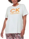 CALVIN KLEIN PERFORMANCE PLUS WOMENS CREWNECK LOGO GRAPHIC T-SHIRT