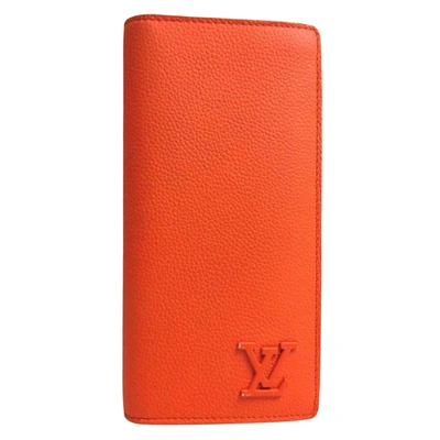 Pre-owned Louis Vuitton Portefeuille Brazza Leather Wallet () In Orange
