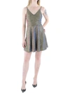 SPEECHLESS JUNIORS WOMENS METALLIC MINI COCKTAIL AND PARTY DRESS