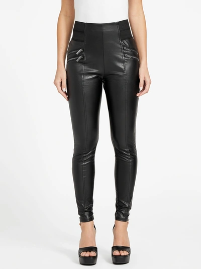Guess Factory Kenny Faux-leather Leggings In Black