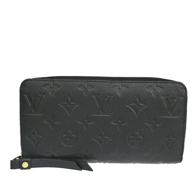 Pre-owned Louis Vuitton Zippy Wallet Leather Wallet () In Black