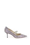 Jimmy Choo 'bing' Metallic Rhinestoned Pumps With Crystal Embellished Band