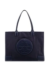 TORY BURCH NYLON SHOULDER BAG WITH FRONTAL LEATHER LOGO