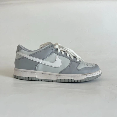 Pre-owned Nike Grey/ White Low Dunk Sneakers, 38.5