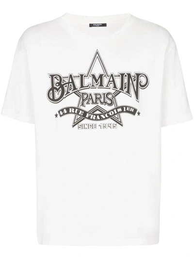 Balmain Star Print Straight Fit T-shirt Clothing In White