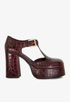 ETRO 110 MARRY JANE PUMPS IN CROC-EMBOSSED LEATHER