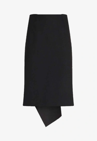 Etro Asymmetric Midi Skirt In Black