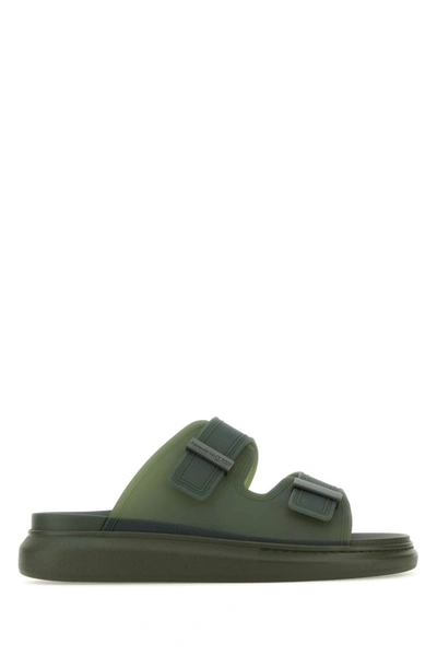 ALEXANDER MCQUEEN ALEXANDER MCQUEEN MAN DARK GREEN RUBBER SLIPPERS