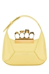 ALEXANDER MCQUEEN ALEXANDER MCQUEEN WOMAN PASTEL YELLOW LEATHER MINI JEWELLERED HOBO HANDBAG