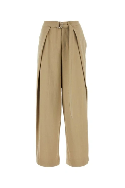 AMI ALEXANDRE MATTIUSSI AMI WOMAN BEIGE VISCOSE BLEND WIDE-LEG PANT