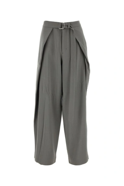 Ami Alexandre Mattiussi Layered Wide-leg Belted Trousers In Grey