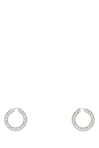 Amina Muaddi Jaheel Embellished Hoop Earrings In Silver