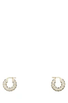 Amina Muaddi Jah Hoop Small White And Gold Crystal Earrings In Gold