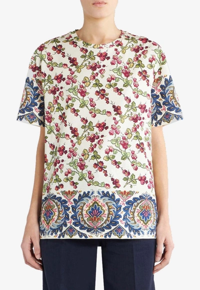 Etro Berry Print Short-sleeved T-shirt In Multicolor
