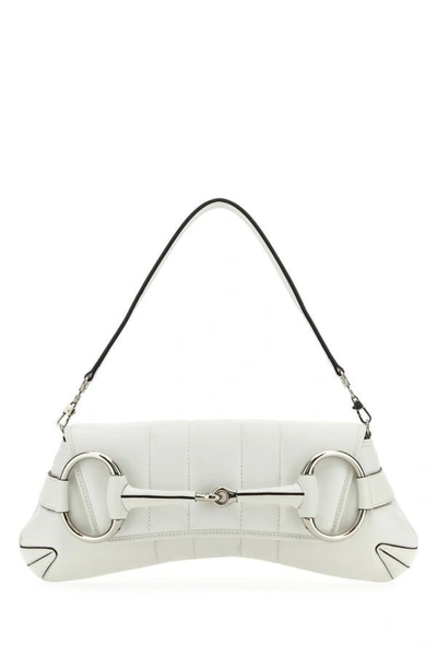 Gucci Medium Horsebit Chain Quilted Bag In White