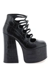 Marc Jacobs Kiki Croc-effect Leather Ankle Boots In Black
