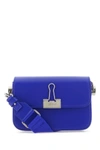 OFF-WHITE OFF WHITE WOMAN ELECTRIC BLUE LEATHER SMALL PLAIN BINDER HANDBAG