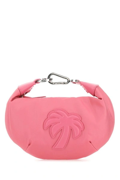 PALM ANGELS PALM ANGELS WOMAN DARK PINK FABRIC BIG PALM HANDBAG