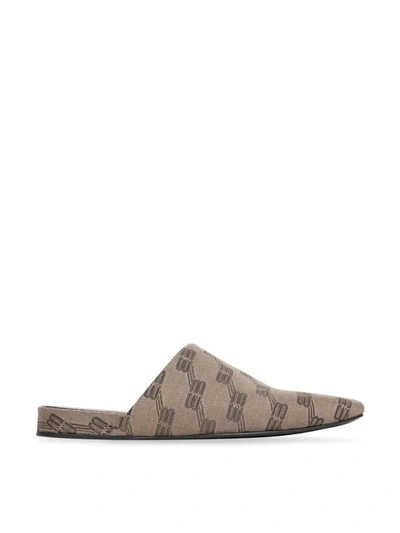 Balenciaga Bb Monogram Cosy Mules In Brown