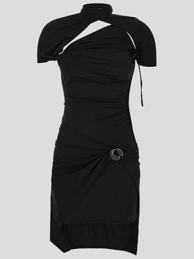 Coperni Asymmetric Jersey Mini Dress In Black