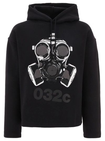 032c Hooded Sweatshirt With Mask Embroidery In Black