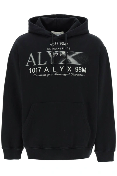 Alyx 1017  9sm Printed Logo Treated Hoodie Sweatshirt In Black