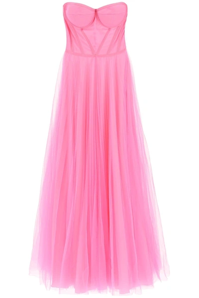 19:13 Dresscode Long Tulle Bustier Dress In Fuchsia