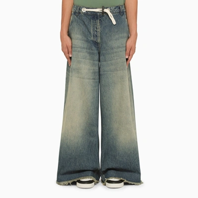 Moncler Genius Cropped Buttoned Jeans In Blue