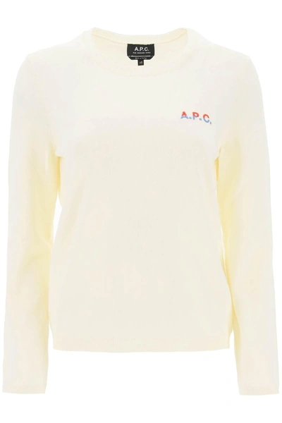 Apc Off-white Embroidered Sweater In Beige