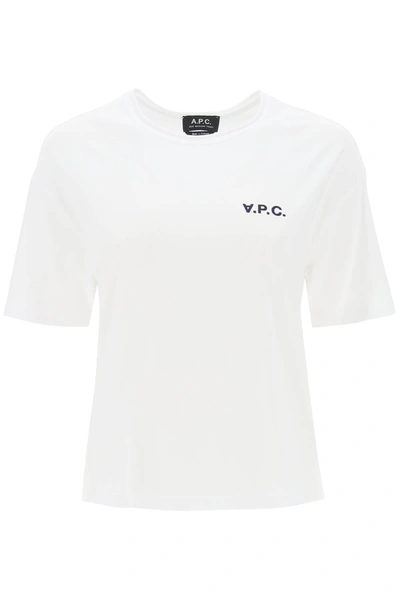 Apc A.p.c. 'carol' Boxy T Shirt With Logo Print In White