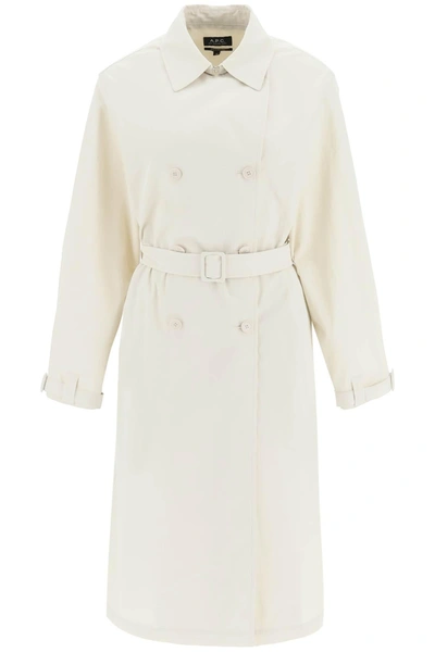 Apc Double-breasted Trench Coat In Beige
