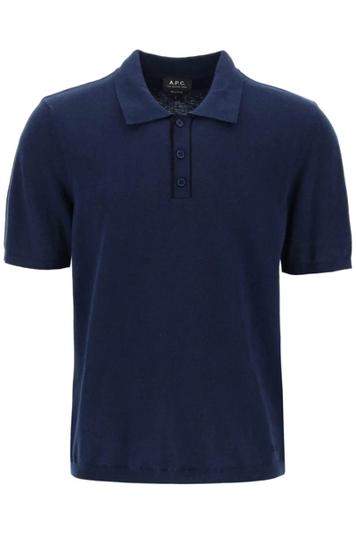 A.p.c. Plain Cotton Polo Shirt In Blue
