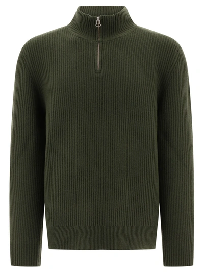Apc A.p.c. High Neck Ribbed Knitted Jumper In Green