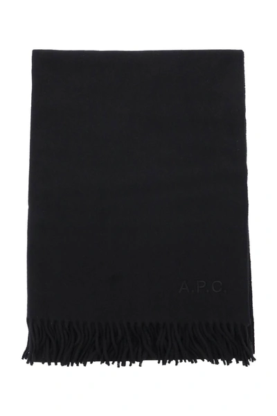 A.p.c. Alix Embroidered Scarf In Black