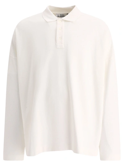 Apc Ivory Piquet Polo Shirt In White